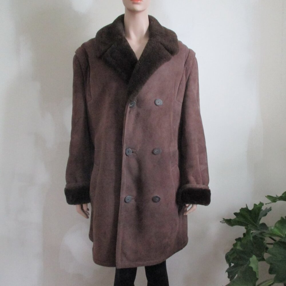 Sheepskin Coat Shearling Mens 42 Bovines made in Canada 1990s Vintage